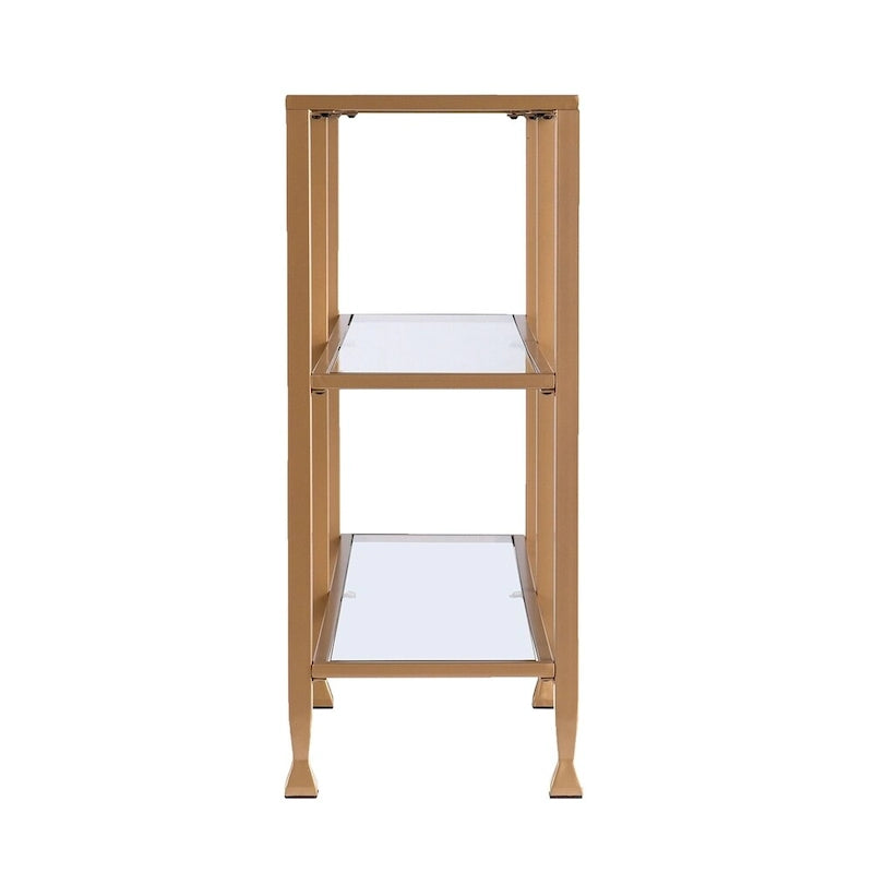 Tavolo Consolle Stretto in Metallo con Ripiani in Vetro Jensen di SEI Furniture - Oro