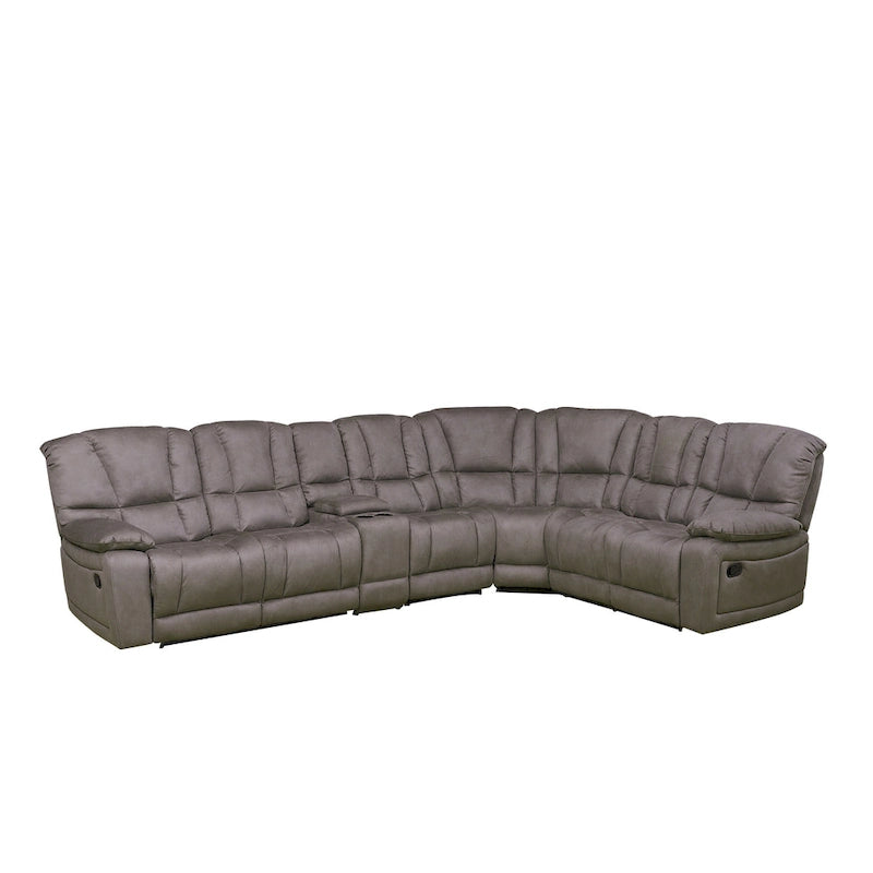 Set da salotto con divano reclinabile a 5 pezzi in microfibra grigia con console Vanity Art