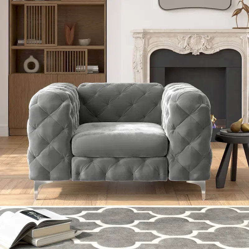 Poltrona Chesterfield Corvus Aosta in velluto trapuntato
