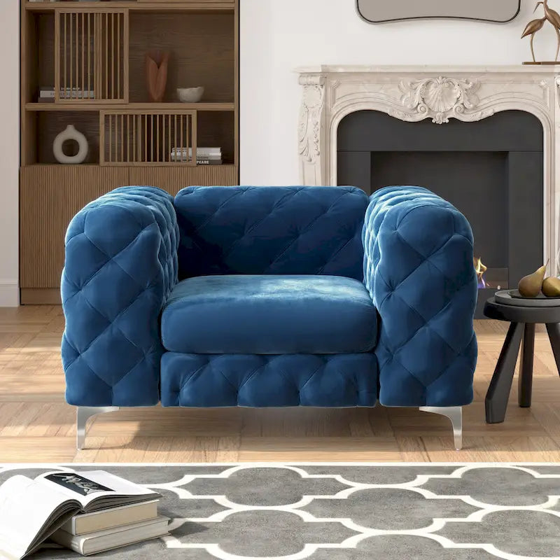 Poltrona Chesterfield Corvus Aosta in velluto trapuntato