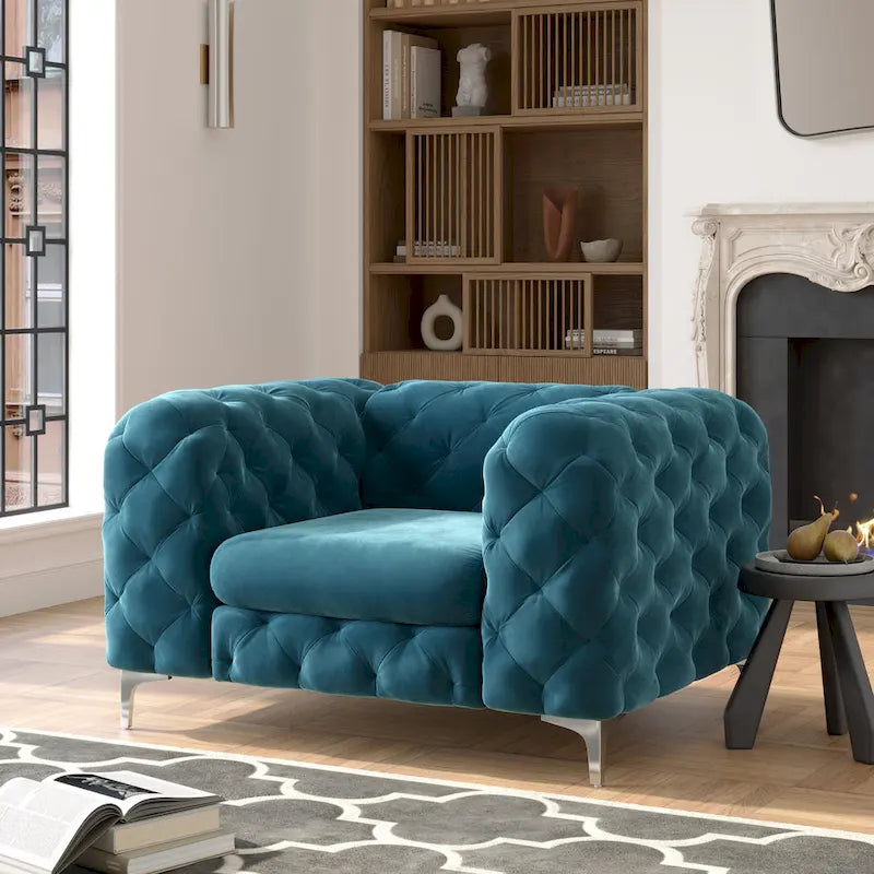 Poltrona Chesterfield Corvus Aosta in velluto trapuntato