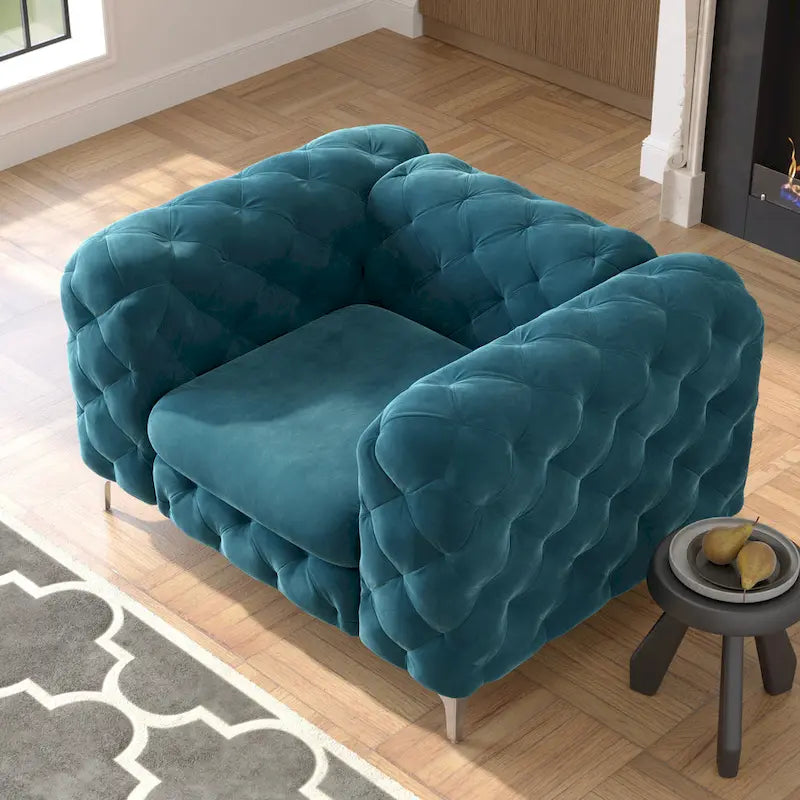 Poltrona Chesterfield Corvus Aosta in velluto trapuntato