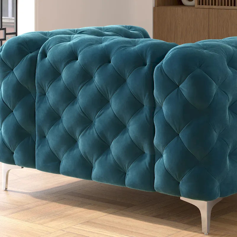 Poltrona Chesterfield Corvus Aosta in velluto trapuntato