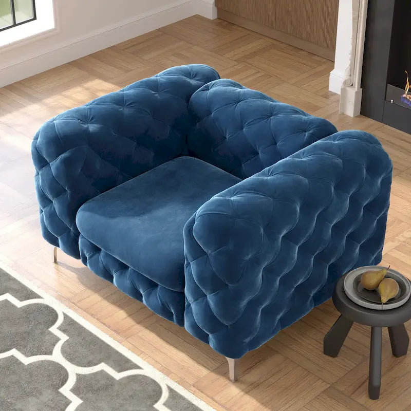 Poltrona Chesterfield Corvus Aosta in velluto trapuntato
