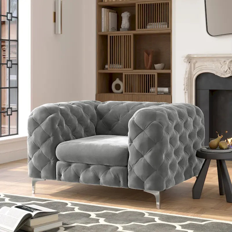 Poltrona Chesterfield Corvus Aosta in velluto trapuntato