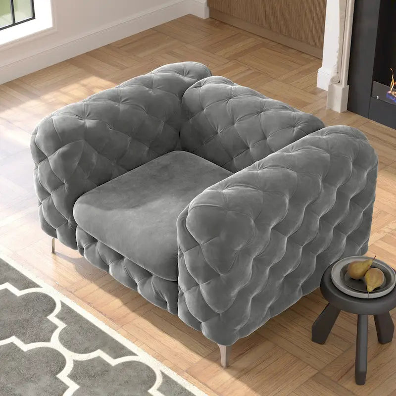 Poltrona Chesterfield Corvus Aosta in velluto trapuntato