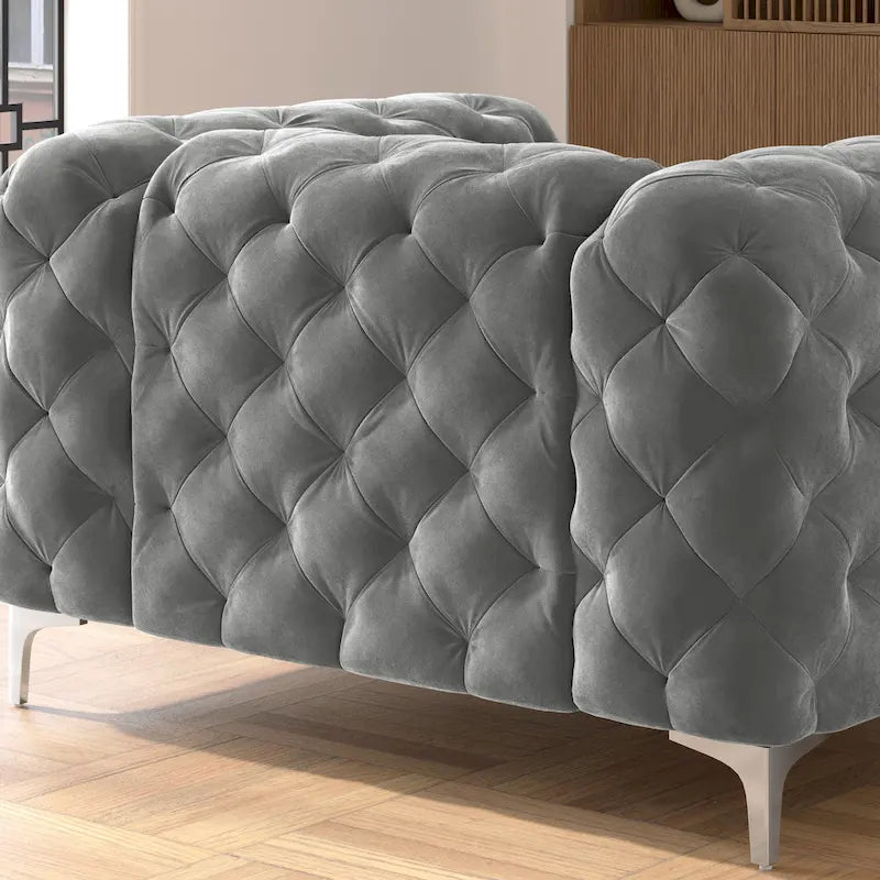 Poltrona Chesterfield Corvus Aosta in velluto trapuntato