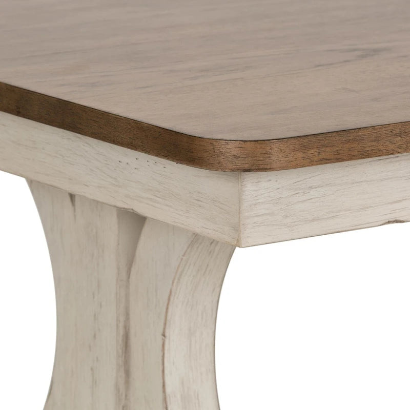 Tavolino Rettangolare da Caffè Sbiancato con Top Castagno - Collezione Farmhouse Reimagined