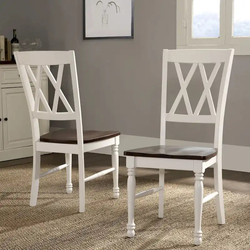 Sedia da pranzo Crosley Shelby in legno ciliegio/bianco anticato (set da 2) - 17.75 L x 23.5 P x 39 A