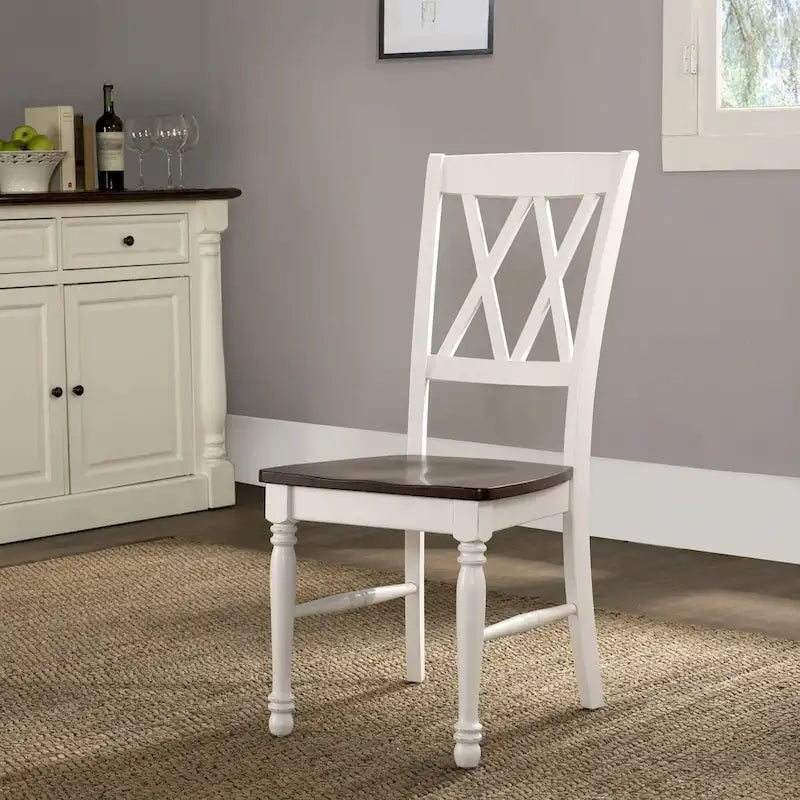 Sedia da pranzo Crosley Shelby in legno ciliegio/bianco anticato (set da 2) - 17.75 L x 23.5 P x 39 A
