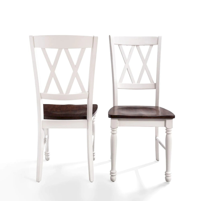 Sedia da pranzo Crosley Shelby in legno ciliegio/bianco anticato (set da 2) - 17.75 L x 23.5 P x 39 A
