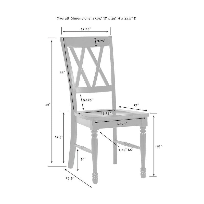 Sedia da pranzo Crosley Shelby in legno ciliegio/bianco anticato (set da 2) - 17.75 L x 23.5 P x 39 A