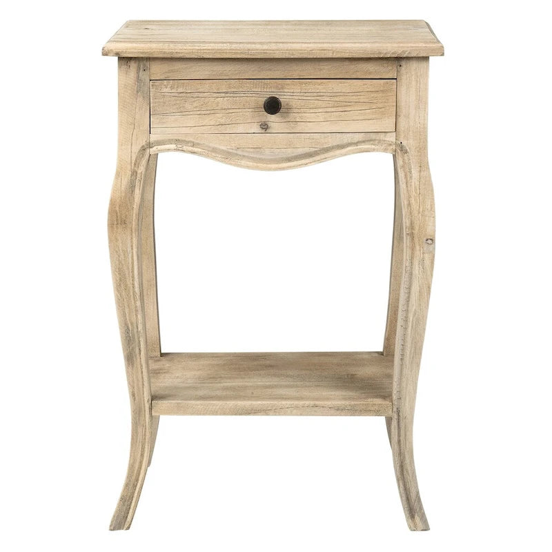Tavolino naturale non rifinito in legno massiccio con cassetto di East at Main