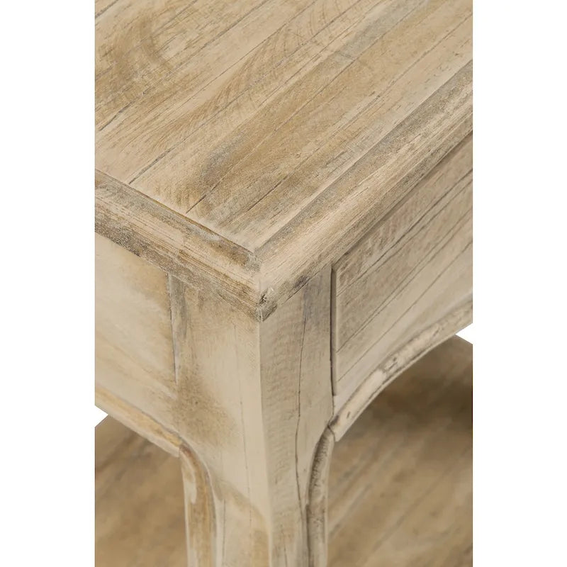 Tavolino naturale non rifinito in legno massiccio con cassetto di East at Main