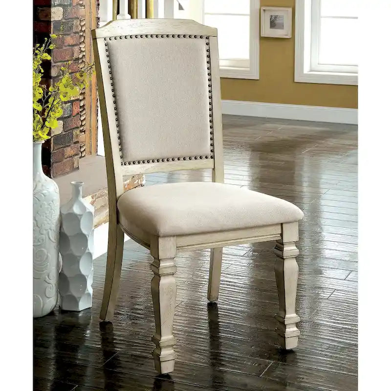 Set da 9 Pezzi da Pranzo Tani Tradizionale in Legno Bianco di Furniture of America