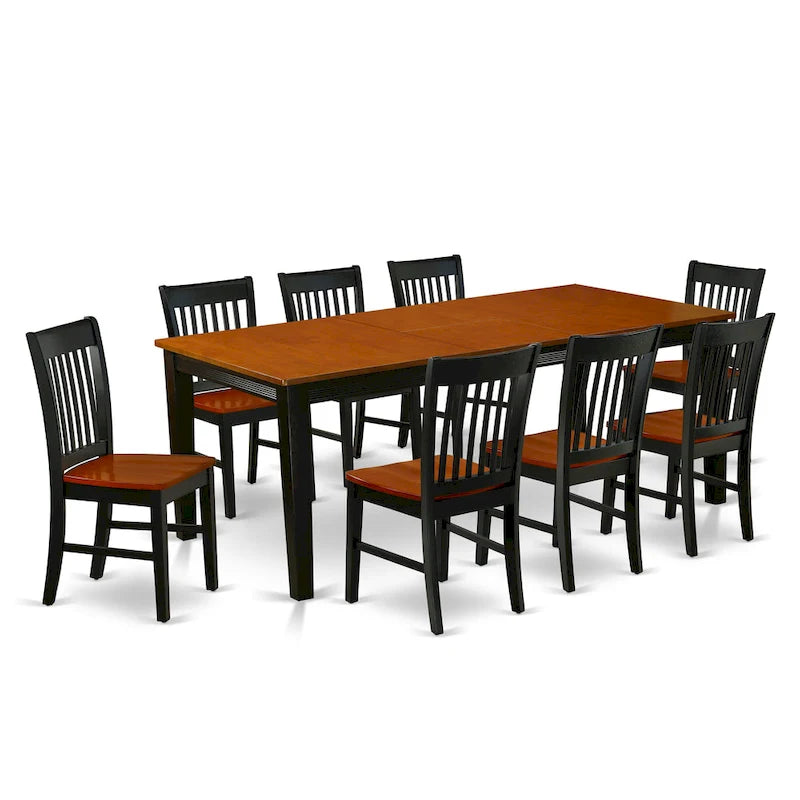 East West Furniture Set da pranzo - un tavolo da pranzo rettangolare e sedie da cucina, nero e ciliegia (opzione pezzi)