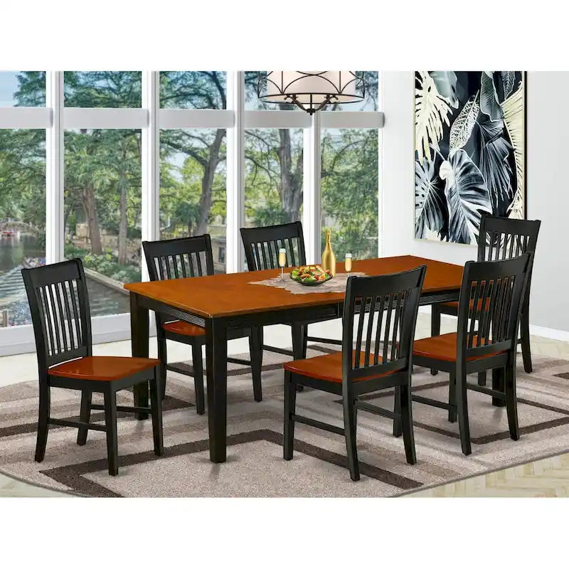 East West Furniture Set da pranzo - un tavolo da pranzo rettangolare e sedie da cucina, nero e ciliegia (opzione pezzi)