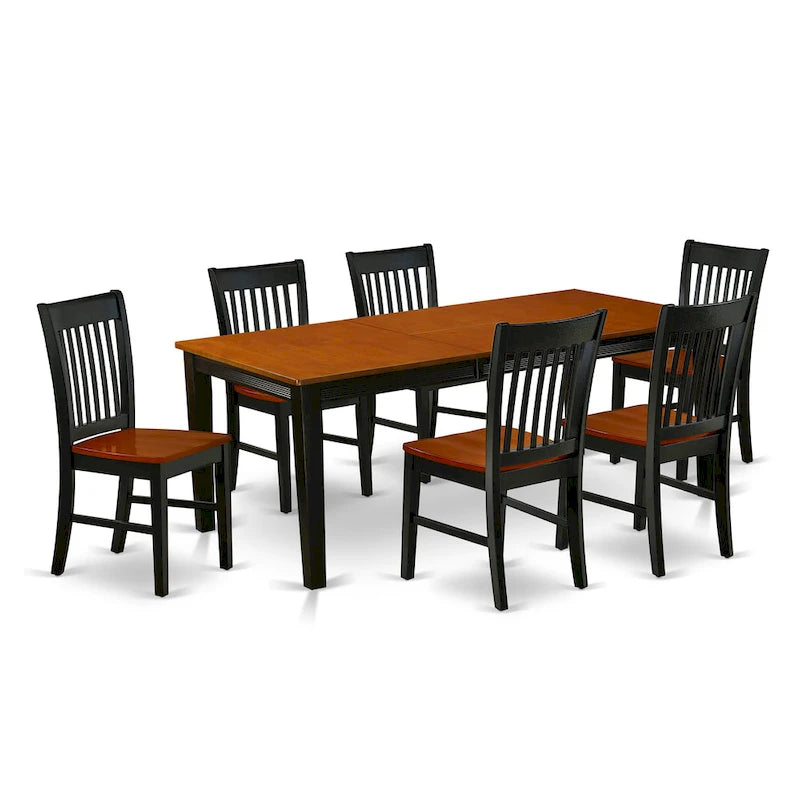 East West Furniture Set da pranzo - un tavolo da pranzo rettangolare e sedie da cucina, nero e ciliegia (opzione pezzi)