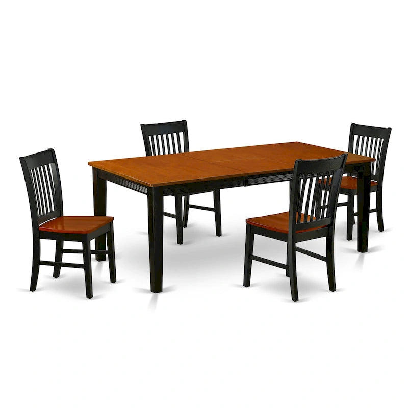 East West Furniture Set da pranzo - un tavolo da pranzo rettangolare e sedie da cucina, nero e ciliegia (opzione pezzi)