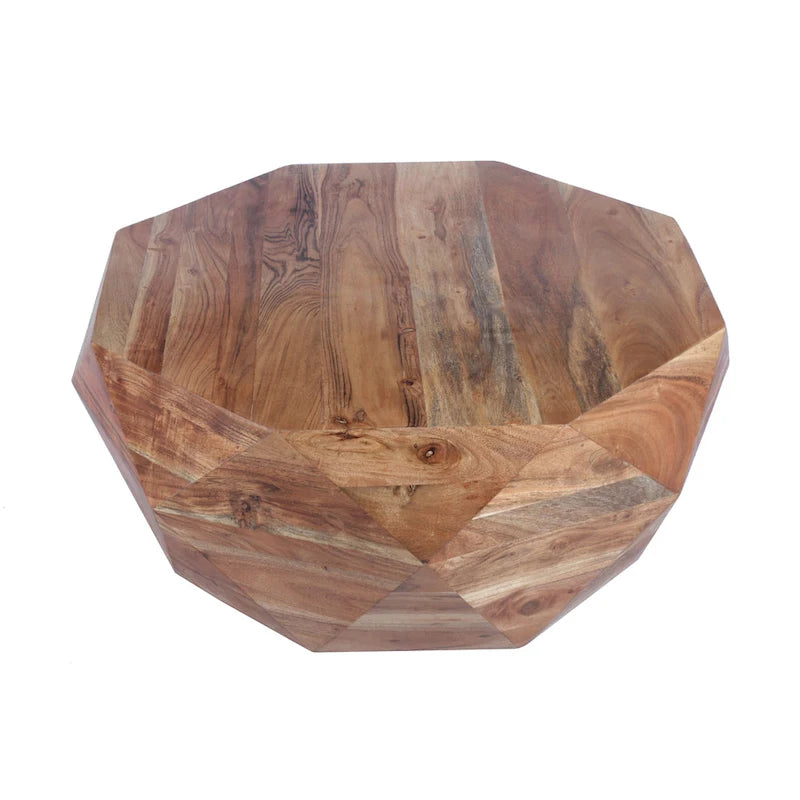 Tavolino da caffè Bon a forma di diamante in legno di acacia da 33 pollici con superficie liscia, marrone naturale