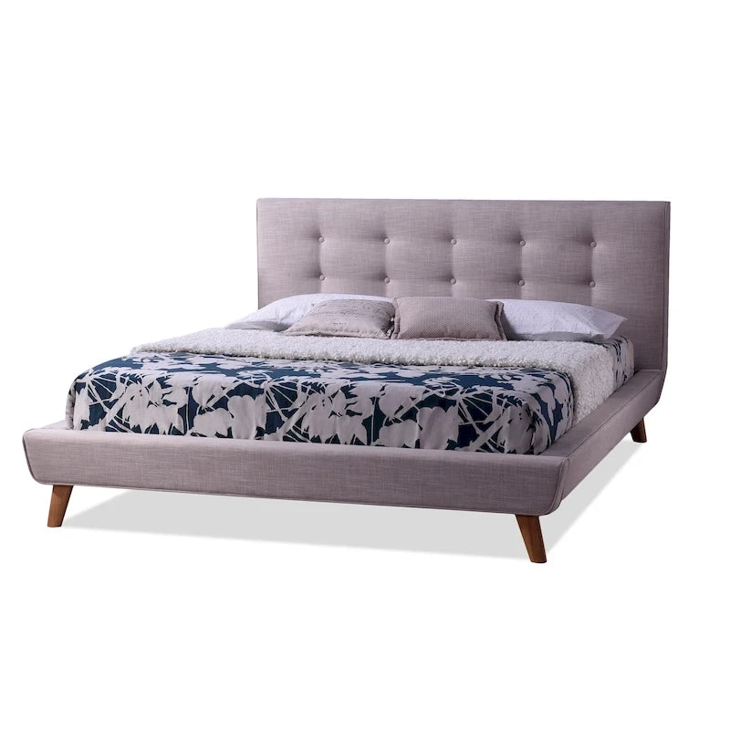 Letto a piattaforma King imbottito beige Carson Carrington Svinninge Mid-century