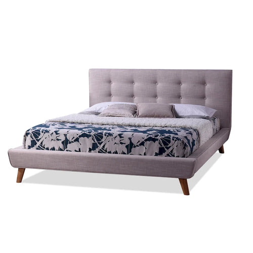 Letto a piattaforma King imbottito beige Carson Carrington Svinninge Mid-century