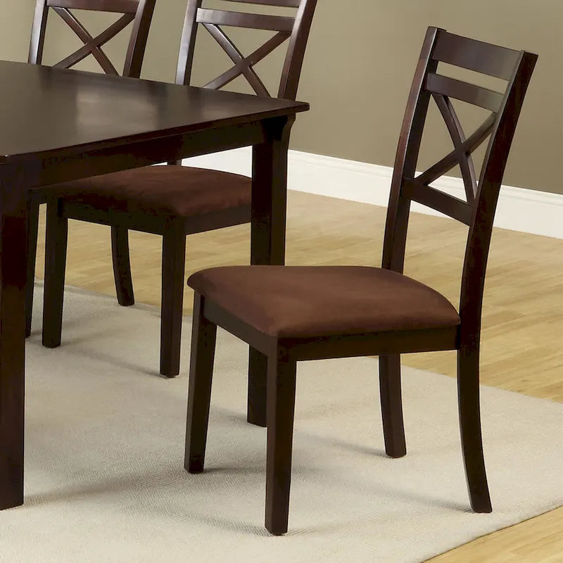 Set da pranzo contemporaneo Wivo da 7 pezzi in legno massello marrone di Furniture of America