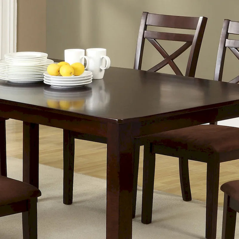 Set da pranzo contemporaneo Wivo da 7 pezzi in legno massello marrone di Furniture of America