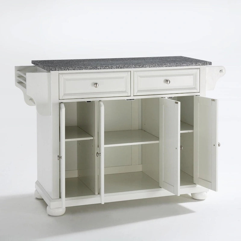 Crosley Alexandria, isola da cucina con top in granito massiccio, finitura bianca - 18p x 51,5l x 34a