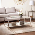 SEI Furniture Pullman Rectangle Mirrored Coffee Table with Glass Top and Shelf
