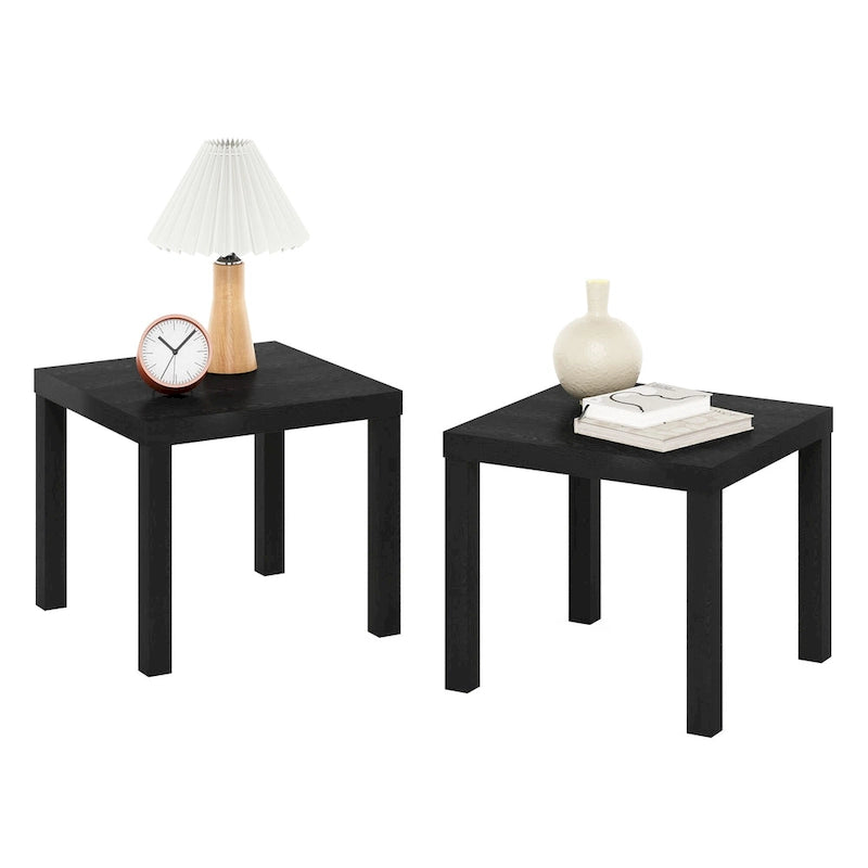 Furinno Classic Homey Tavolino Quadrato, Confezione da 2, Nero
