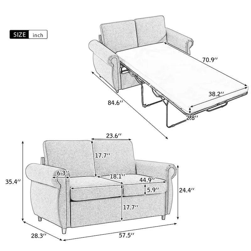 Divano letto estraibile Merax Loveseat con materasso memory matrimoniale