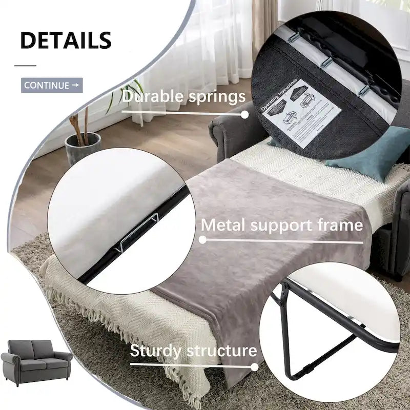 Divano letto estraibile Merax Loveseat con materasso memory matrimoniale