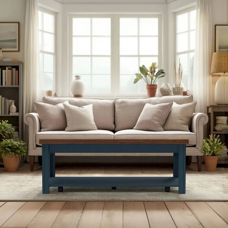 Tavolino Bridgevine Home Nantucket da 48 pollici, Nessun Montaggio Richiesto, Denim Blu e Whiskey