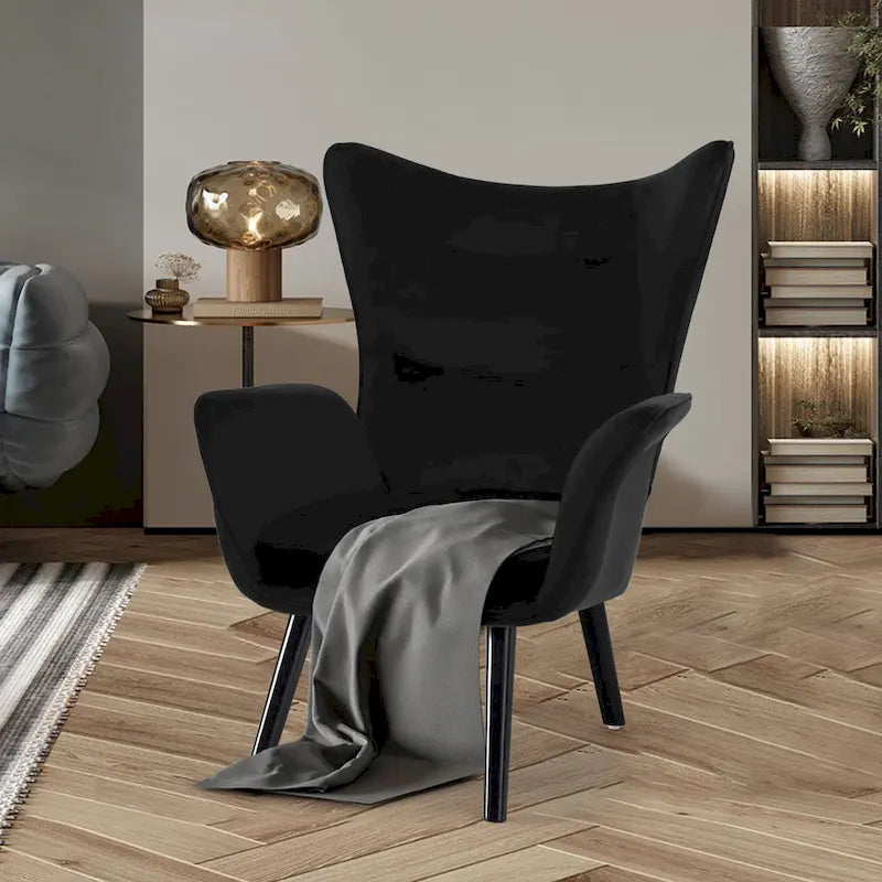 Poltrona singola in tessuto con schienale a orecchioni, 40,55 A x 28,34 L x 33,1 P