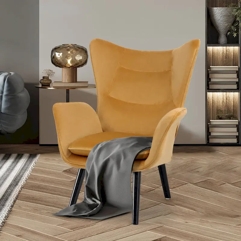 Poltrona singola in tessuto con schienale a orecchioni, 40,55 A x 28,34 L x 33,1 P