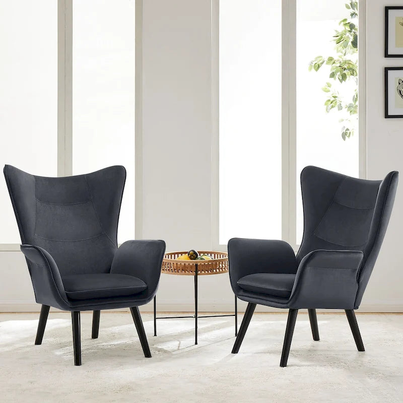 Poltrona singola in tessuto con schienale a orecchioni, 40,55 A x 28,34 L x 33,1 P