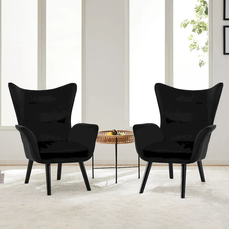 Poltrona singola in tessuto con schienale a orecchioni, 40,55 A x 28,34 L x 33,1 P