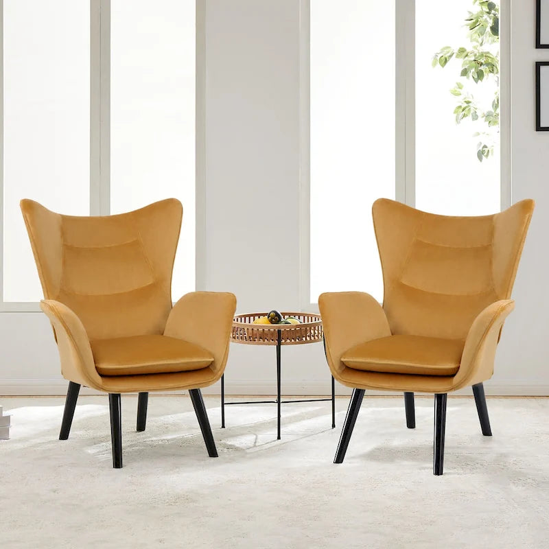 Poltrona singola in tessuto con schienale a orecchioni, 40,55 A x 28,34 L x 33,1 P