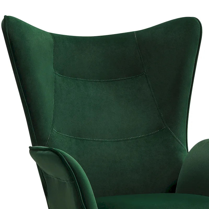 Poltrona singola in tessuto con schienale a orecchioni, 40,55 A x 28,34 L x 33,1 P