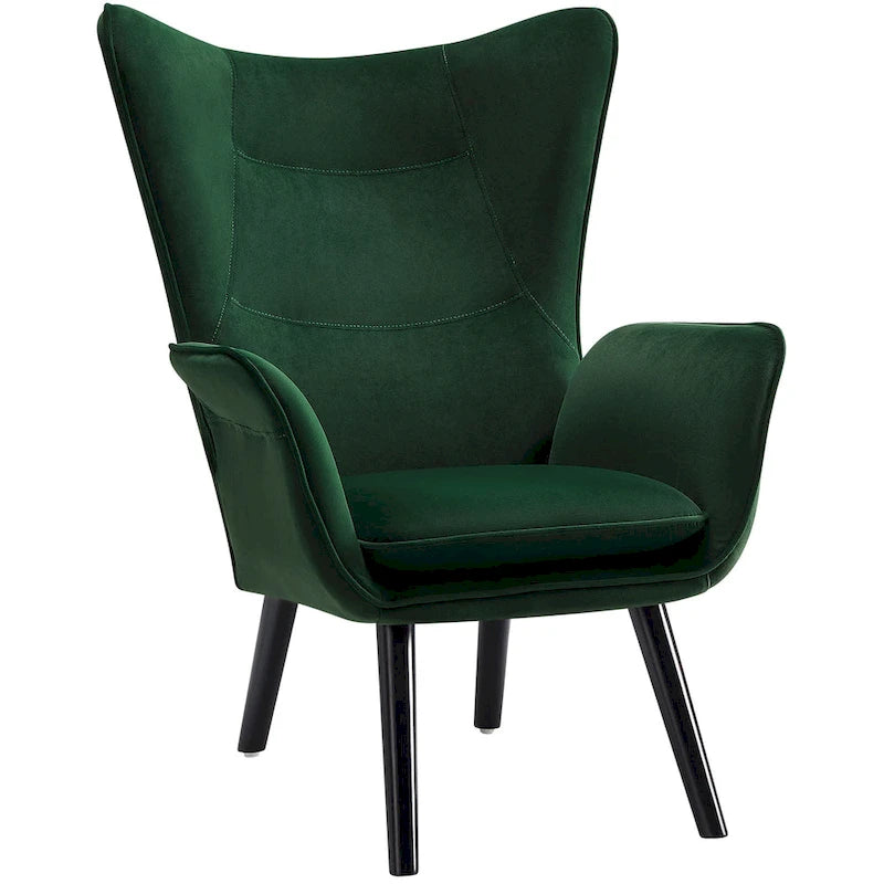 Poltrona singola in tessuto con schienale a orecchioni, 40,55 A x 28,34 L x 33,1 P