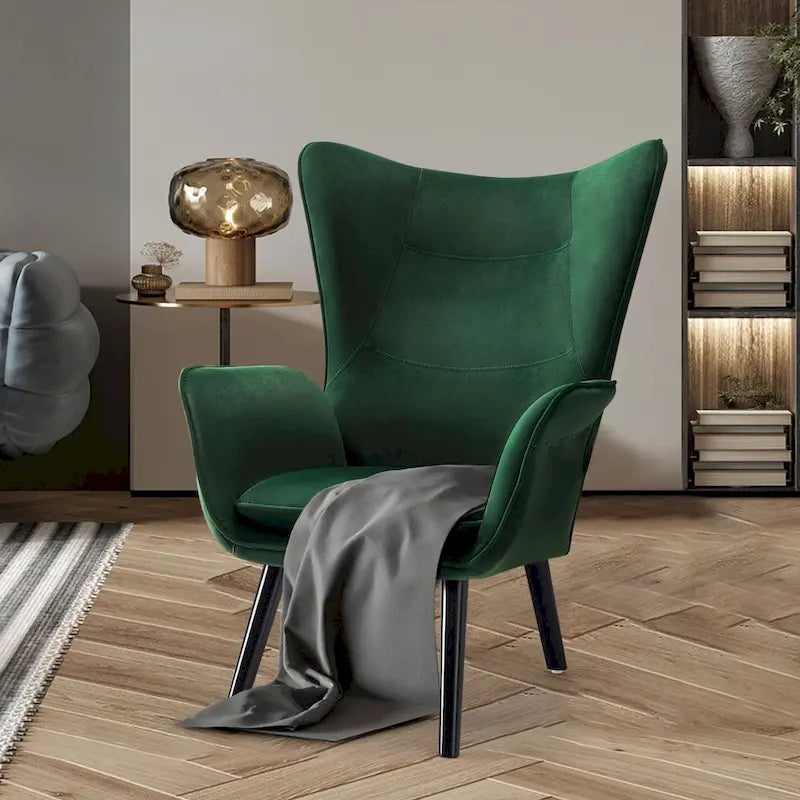 Poltrona singola in tessuto con schienale a orecchioni, 40,55 A x 28,34 L x 33,1 P