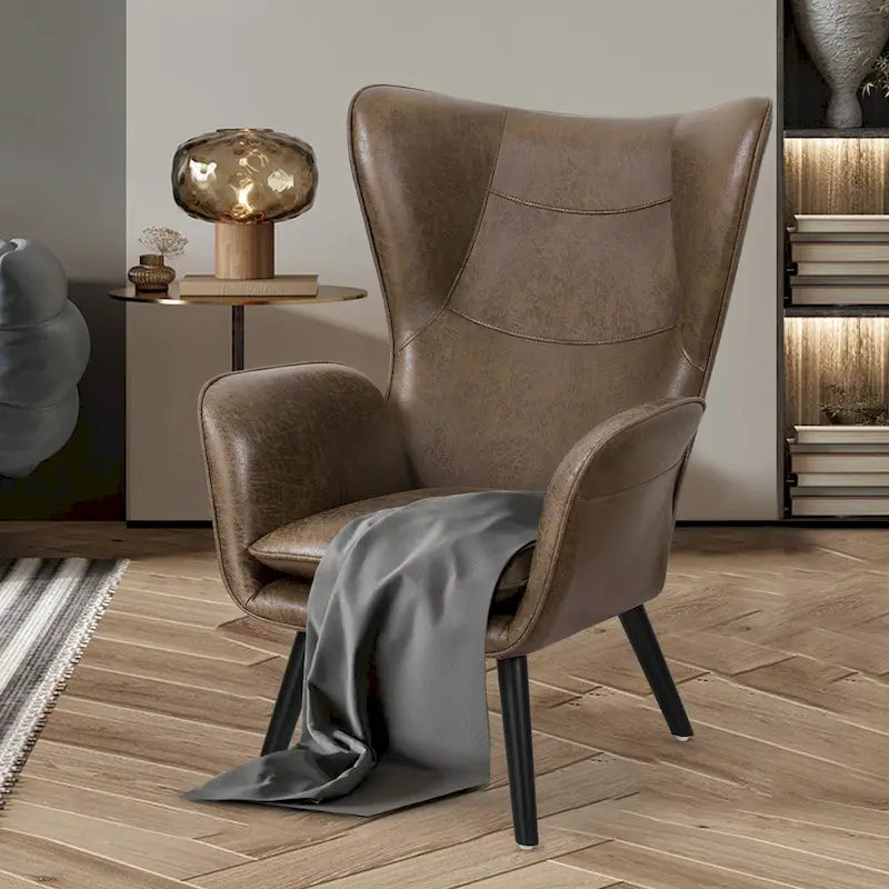 Poltrona singola in tessuto con schienale a orecchioni, 40,55 A x 28,34 L x 33,1 P