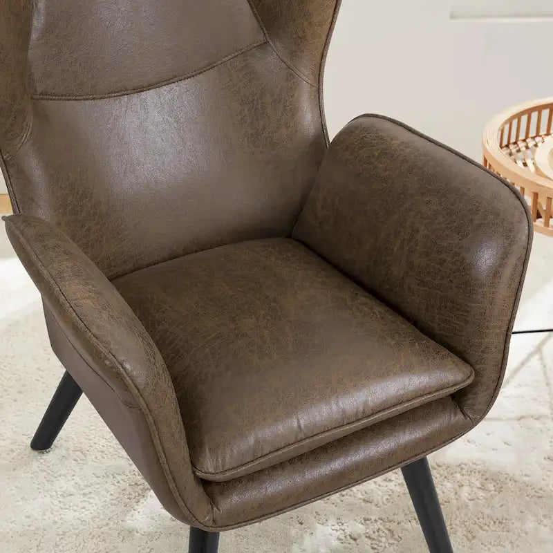 Poltrona singola in tessuto con schienale a orecchioni, 40,55 A x 28,34 L x 33,1 P