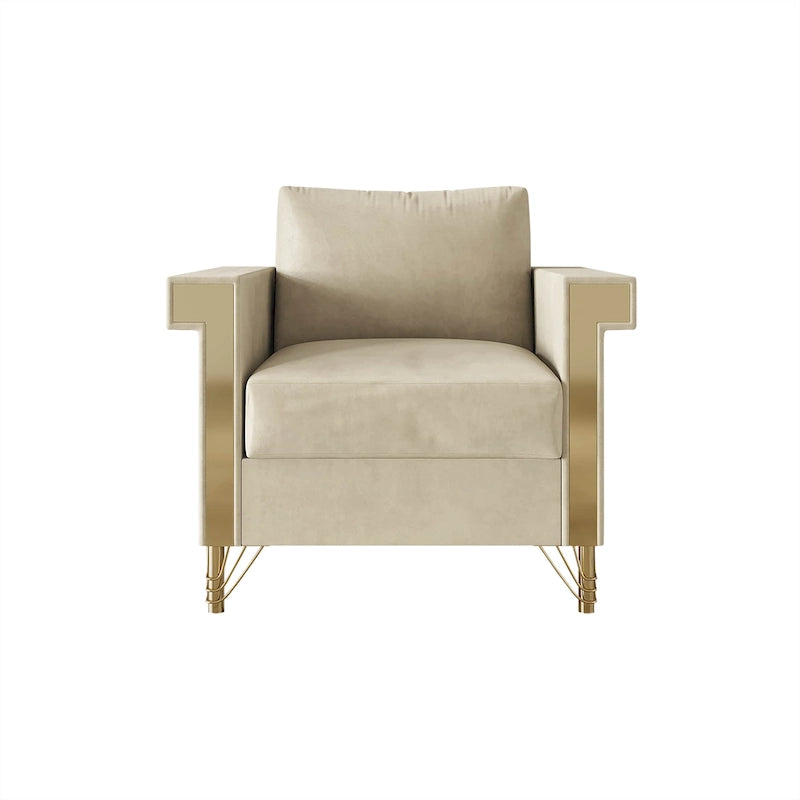 Fauteuil rembourré en velours luxueux CraftPorch