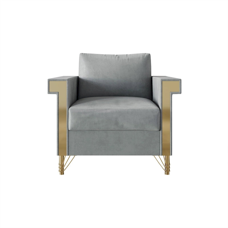 Fauteuil rembourré en velours luxueux CraftPorch