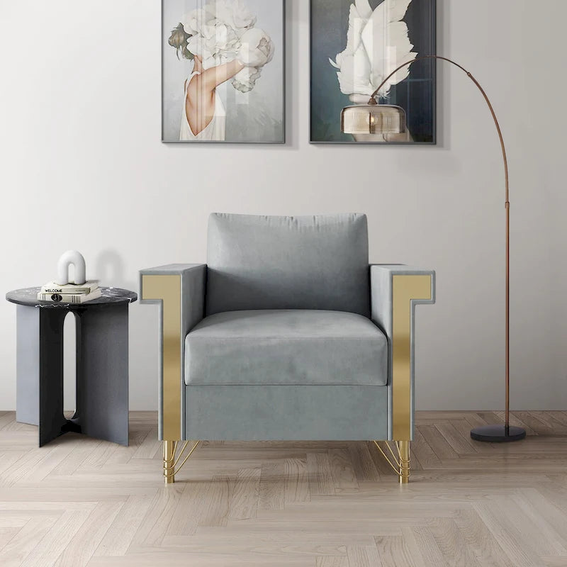 Poltrona con braccioli lussuosa in velluto CraftPorch