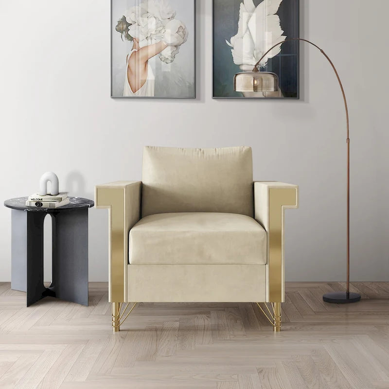Poltrona con braccioli lussuosa in velluto CraftPorch