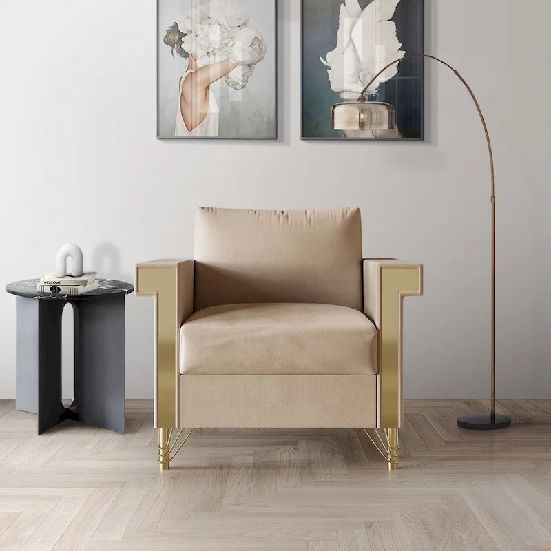 Poltrona con braccioli lussuosa in velluto CraftPorch