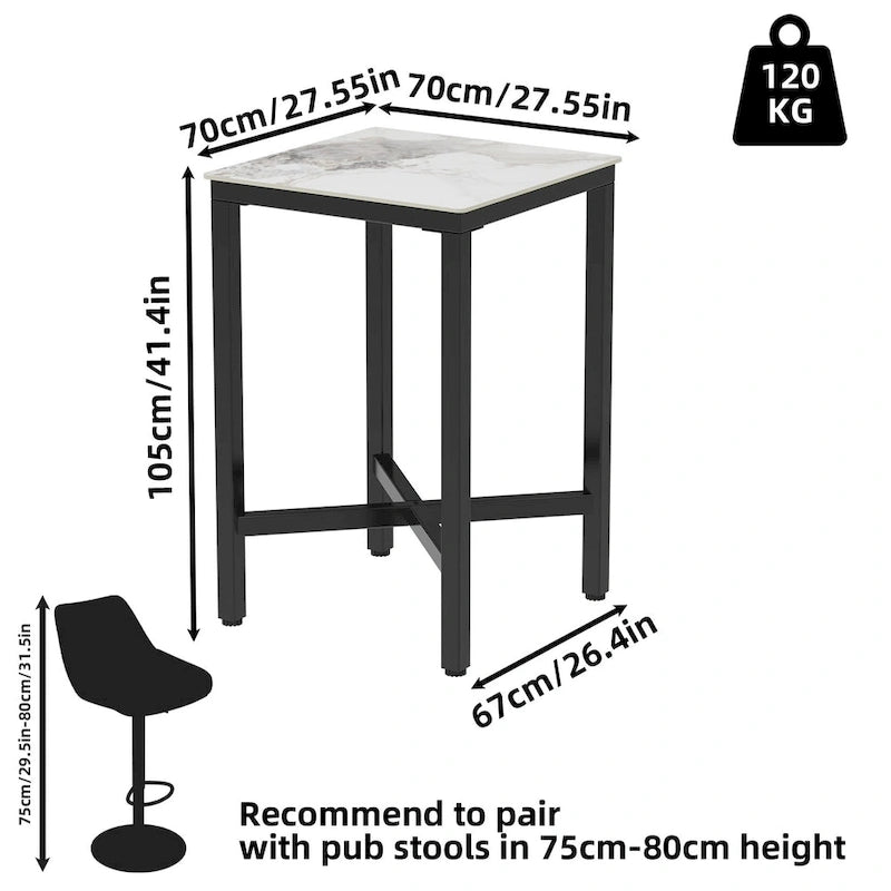 Tavolo da pranzo altezza bancone 41,4 - 27,55x27,55x41,4 pollici